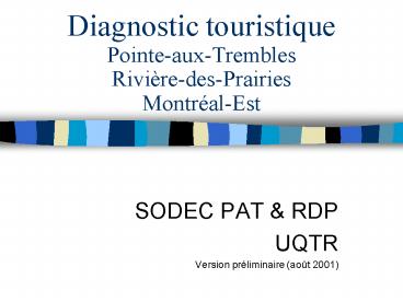 Diagnostic touristique Pointe-aux-Trembles Rivi