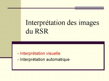 Interprtation des images du RSR