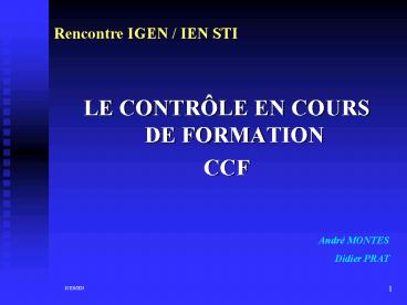LE CONTRLE EN COURS DE FORMATION