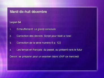 Mardi dixhuit dcembre