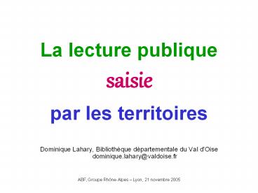 La lecture publique