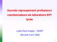 Journe regroupement professeurs coordonnateurs de laboratoire SVT lyce PowerPoint PPT Presentation