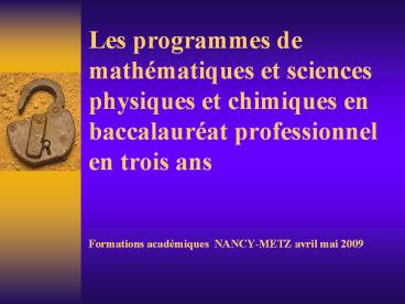 Les programmes de math
