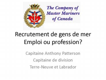 Recrutement de gens de mer Emploi ou profession