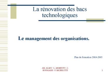 La rnovation des bacs technologiques