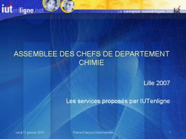 ASSEMBLEE DES CHEFS DE DEPARTEMENT CHIMIE