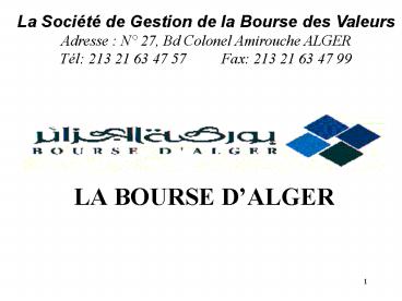 LA BOURSE DALGER