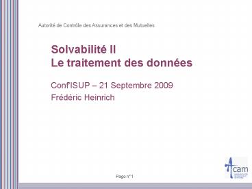 Solvabilit II Le traitement des donnes