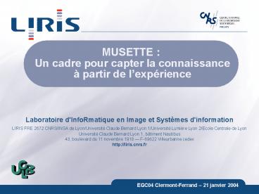 MUSETTE : Un cadre pour capter la connaissance 