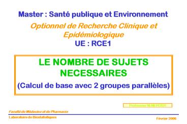 LE NOMBRE DE SUJETS NECESSAIRES