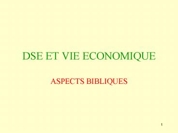 DSE ET VIE ECONOMIQUE