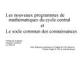 Les nouveaux programmes de  math PowerPoint PPT Presentation