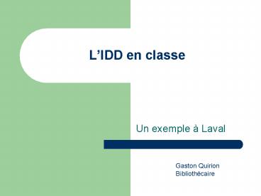 LIDD en classe