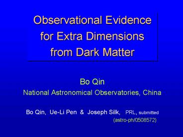 Observational Evidence for Extra Dimensions from Dark Matter