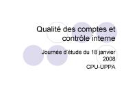 Qualit des comptes et contrle interne
