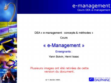 emanagement Cours DEA emanagement