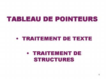 TABLEAU DE POINTEURS