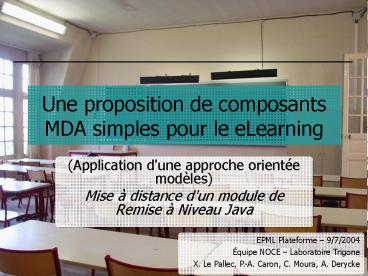 Une proposition de composants MDA simples pour le eLearning