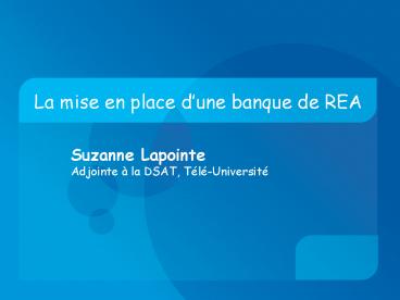 La mise en place dune banque de REA