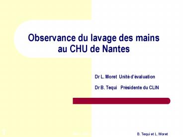 Observance du lavage des mains au CHU de Nantes