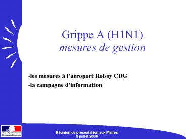 Grippe A H1N1 mesures de gestion