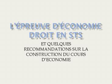 Lpreuve dconomie drOIT en STS
