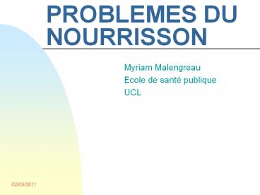 PROBLEMES DU NOURRISSON