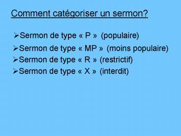 Comment catgoriser un sermon