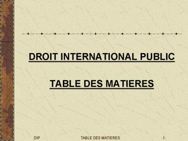 DROIT INTERNATIONAL PUBLIC
