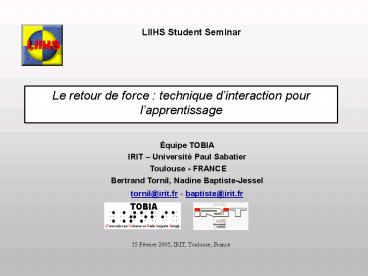 Le retour de force : technique dinteraction pour lapprentissage