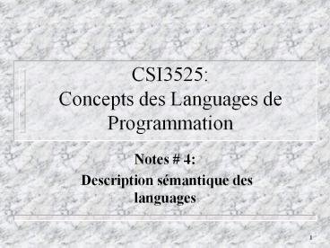CSI3525: Concepts des Languages de Programmation