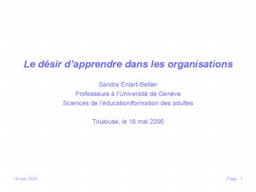 Le dsir dapprendre dans les organisations