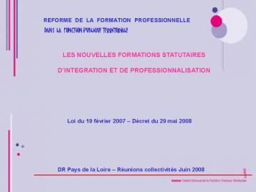 REFORME DE LA FORMATION PROFESSIONNELLE