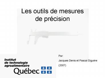 Les outils de mesures de prcision