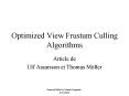 Optimized View Frustum Culling Algorithms PowerPoint PPT Presentation