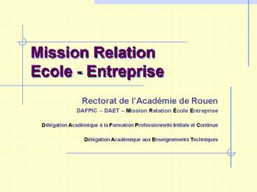 Mission Relation Ecole Entreprise