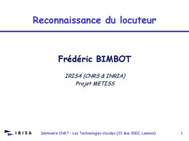 Reconnaissance du locuteur