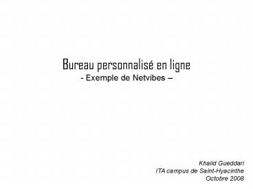 Bureau personnalis en ligne Exemple de Netvibes