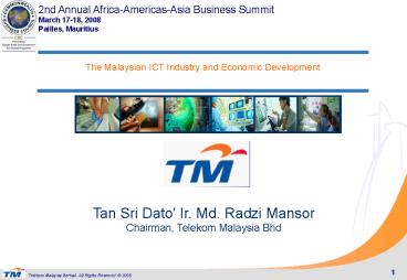 The Malaysian ICT Industry and Economic Development