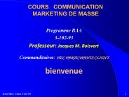 COURS  COMMUNICATION MARKETING DE MASSE