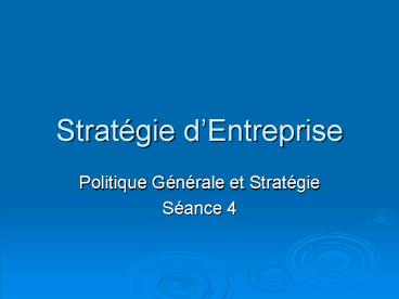 Stratgie dEntreprise