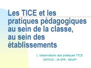 Les TICE et les pratiques p