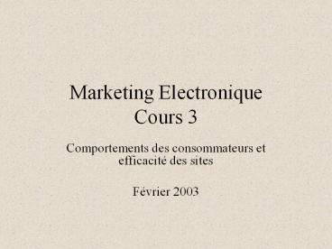 Marketing Electronique Cours 3