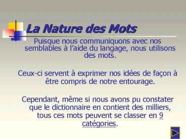 La Nature des Mots