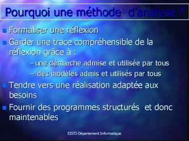 Pourquoi une mthode danalyse