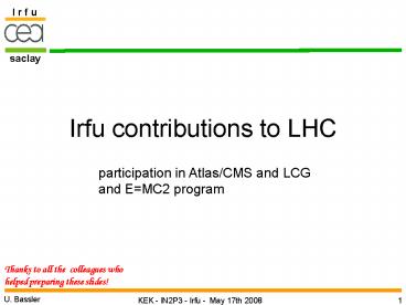 Irfu contributions to LHC