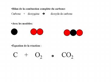 Equation bilan de la combustion du carbone