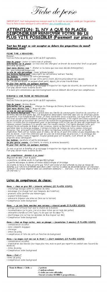 Fiche de perso