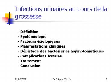 Infections urinaires au cours de la grossesse