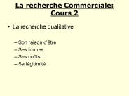 La recherche Commerciale: Cours 2